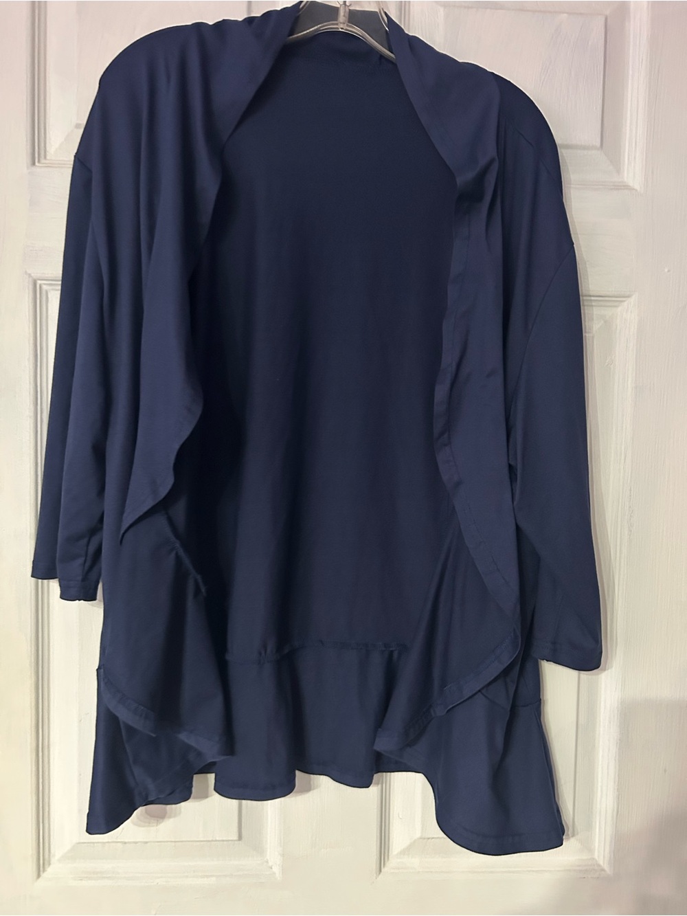 Women’s Navy Open-Front Draped Cardigan